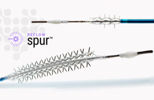 This is a Reflow Medical marketing image of the Bare Temporary Spur Stent System.